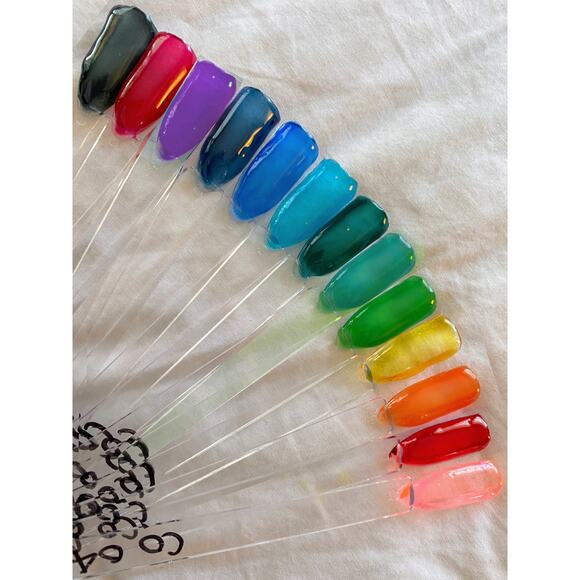 NEW 14 BOTTLES SET! Jelly Gel Nail Polish UV Glass Crystal Pride Transparent 90s - Picture 2 of 5
